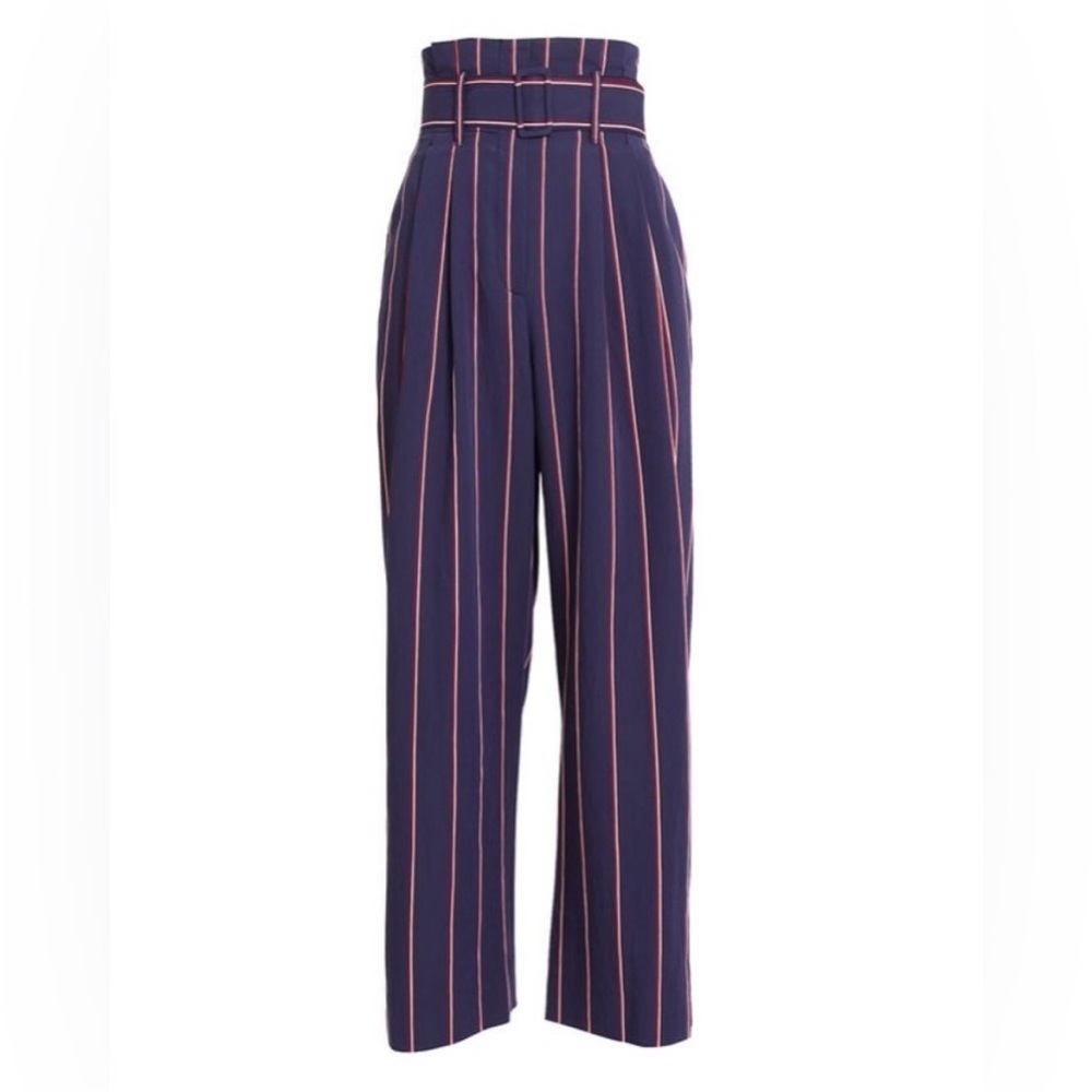 Derek Lam 10 Crosby Blue Navy Striped Satin Culottes Pants Size 00 - Picture 5 of 12